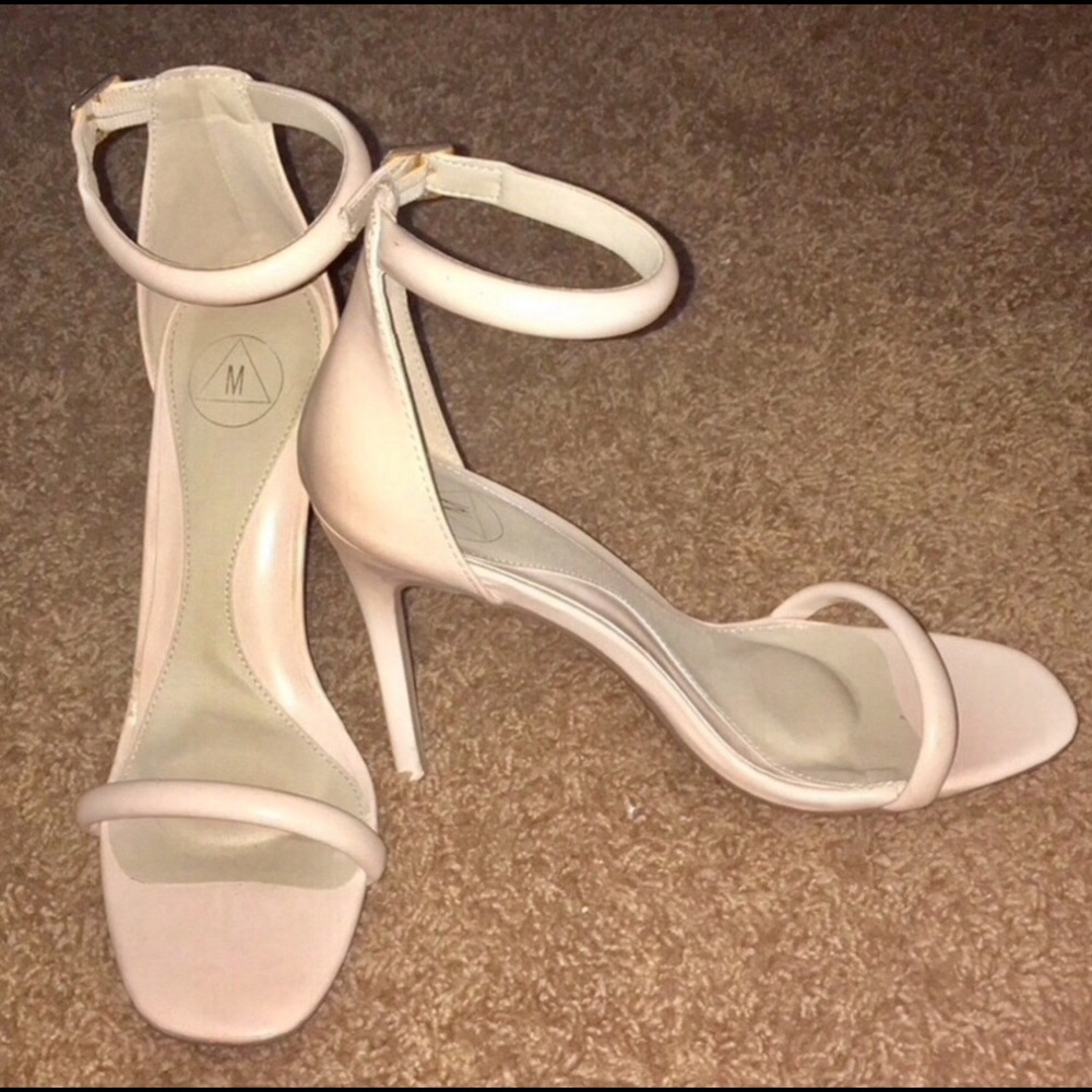 Missguided Barely There Patent Heels in Nude Size 9